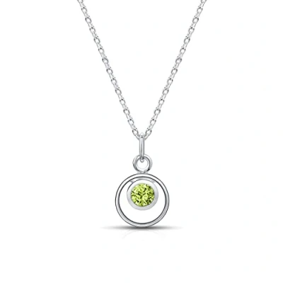 Image de Amberta Lumini Collier avec Pendentif Pierre de Naissance Simulée en Argent Sterling 925 pour Femme: d&#039;Août Imitation Péridot Zircon Cubique