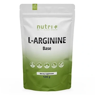 Image de Nutri + L Arginine Base Poudre 500g dosage le plus élevé végétal par fermentation pure Vegan Neutre sans additif qualité premium