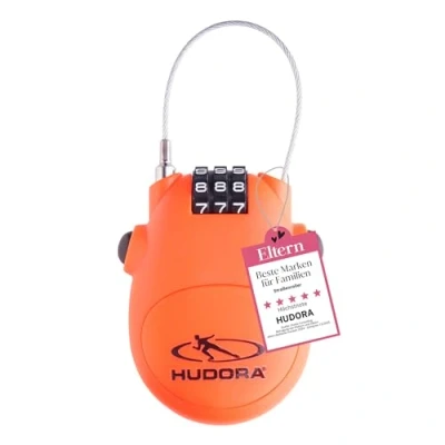 Image de HUDORA Antivol Cadenas à câble pratique et combinaison code 3 chiffres pour trottinettes, sacs &amp; casques avec d&#039;une longueur de 80 cm Boîtier ABS robuste