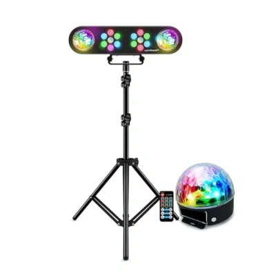 Image de Pack jeux de lumières LyteQuest RAINBOW, Portique,Mode Audio, Auto, Télécommande, PAR LED, BALL 3W,SONO DJ Animation,