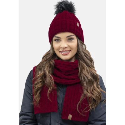 Image de Vivisence 7015 Beanie AND Scarf SET Écharpe, Femme, Taille: One Size, Maroon