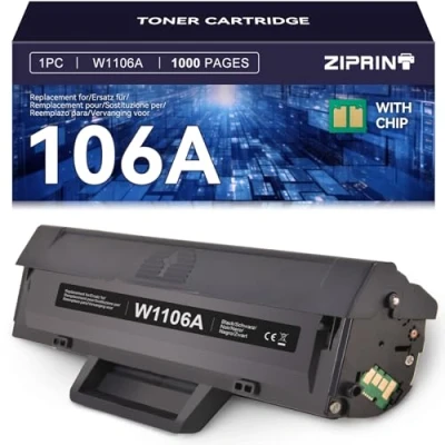 Image de ZIPRINT 106A Toner Compatible avec HP W1106A pour Laser MFP 137fnw 107a 107r 107w 135a 135r 135w 135wg 137fwg (1 Noir)