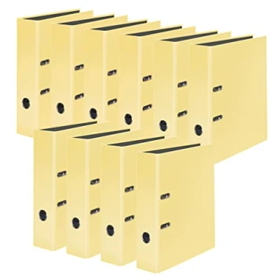Image de Falken Lot de 10 classeurs couleurs pastel Fabriqué en Allemagne Format A4 Couleur Jaune vanille 8 cm large