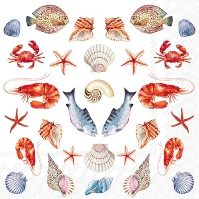 Image de Lot de 20 serviettes en papier avec motif Pot pourri maritime la mer Convient également pour le découpage et technique des 33 x cm