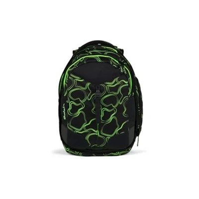 Image de satch Match Sac à dos d&#039;écolier partir de la 5e classe, ergonomique, espace rangement 35 l, stable, talent d&#039;organisation, Green Supreme Noir, taille unique