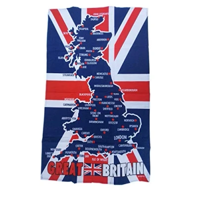 Image de Elgate Torchon à vaisselle avec motif carte de la Grande Bretagne et Union Jack