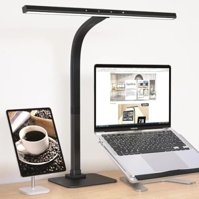 Image de EppieBasic lampe bureau led avec socle pour à domicile,gradation+6 modes de couleur table col cygne gradation automatique lecture barre moniteur workbench