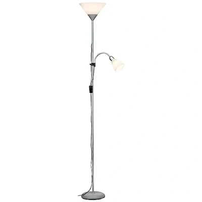 Image de Lampadaire Spari LED avec liseuse hauteur 180 cm E27 60W argent et blanc