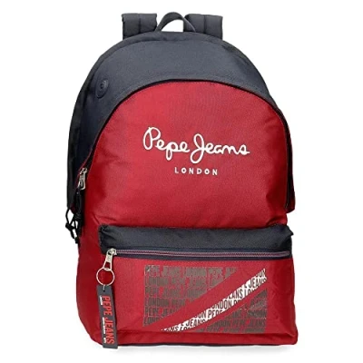 Image de Pepe Jeans Clark Sac à Dos pour Ordinateur Portable Double Compartiment Adaptable sur Trolley 15.6&quot; Rouge 31x44x15 cms Polyester 23.87L