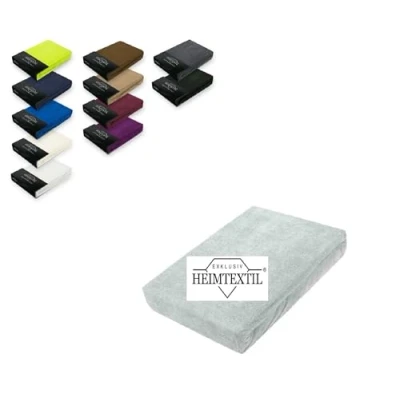 Image de Exklusiv Heimtextil Drap housse en tissu éponge de qualité supérieure 180 200 x cm Argenté