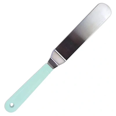 Image de ScrapCooking Spatule Coudée Inox 29 cm Pâtisserie Gâteau Cuisine Ustensile Accessoire Cake Design Chocolat Glaçages Lissages Vert d’Eau 5177