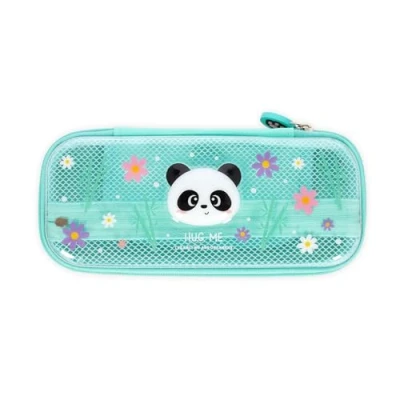 Image de LEGAMI Trousse Wonderwow Thème Panda, 2 Compartiments et Porte Stylo intérieur, Compartiment intérieur avec Tissu en Maille, Fermeture à glissière, 23 x 11 5 cm