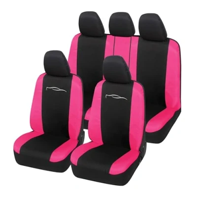 Image de Auto Accessori Lupex Housse de siège Universelle modèle Racing, Avant et arrière, en Polycoton (Noir Fuchsia)