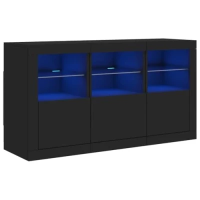Image de vidaXL Buffet avec lumières LED Noir 123x37x67 cm