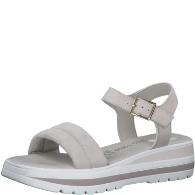 Image de MARCO TOZZI Femme Damen 2 28780 20 Sandale cale, Pebble, 37 EU