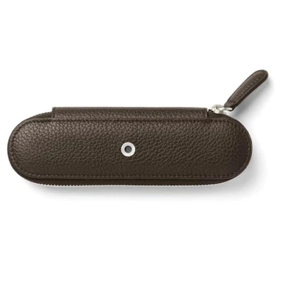 Image de Graf von Faber Castell 118742 Étui à crayons pour 2 stylos, Cashmere, marron foncé, étui plumes avec fermeture éclair