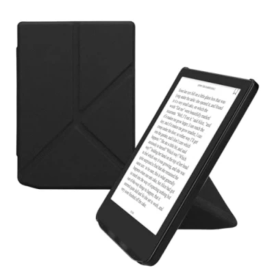 Image de kwmobile Étui Compatible avec Pocketbook Verse/Verse Pro/Verse Color/Vivlio Light/Light HD Coque à Rabat magnétique Tablette eReader Similicuir Noir