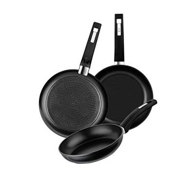 Image de BRA Design Set de 3 Poêles 18 22 26 cm, Aluminium Forgé avec Antiadhésif Teflon Innovations sans PFOA, Compatibles Tous Feux Dont Induction [Amazon Exclusive], Noir