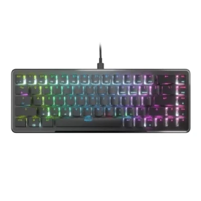 Image de ROCCAT Vulcan II Mini Clavier de jeu optique 65 % pour PC avec éclairage RVB personnalisable, câble amovible, duplicateur boutons, plaque en aluminium, durabilité des touches 100 m, noir (ROC 12 043)