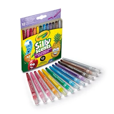 Image de CRAYOLA Silly Scents, Crayons à la Cire rétractables parfumés, 12 de Twistable, Pointe fine et résistante, 52 9712