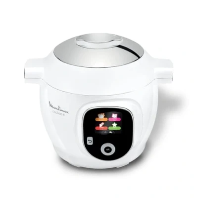 Image de Moulinex Cookeo+ Multicuiseur intelligent haute pression, 6 L, 80 recettes intégrées, Sans surveillance, Ecran intuitif, Guide de cuisson pas à pas, Application dédiée, Blanc CE854110