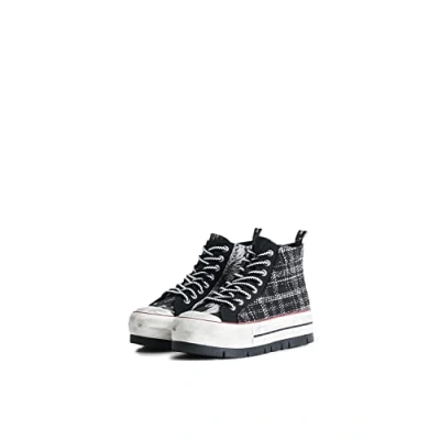Image de Desigual Tartan Platform Hightop Baskets basses, Femme, Taille: 40, Black Polyester