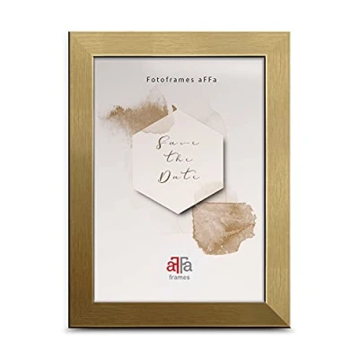 Image de aFFa frames, Hekla, Cadre photo en MDF rectangulaire facile d&#039;entretien avec façade verre acrylique, Doré 15x21 cm