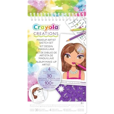 Image de CRAYOLA Creations, Album Make up Artist, pour Dessiner Maqulllage et Coiffures à la Mode, avec Pochoirs Autocollants, Activité Créative Cadeau, partir de 8 ans, 04 1055