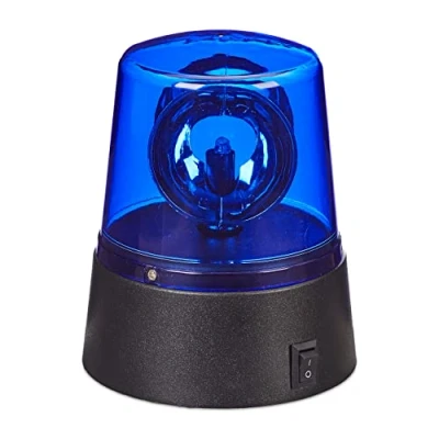 Image de Relaxdays Lumière bleue LED, gyrophare avec réflecteur pivotant, éclairage de fêtes, batteries, bleu, 1 élément, 10024369