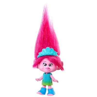 Image de Mattel Trolls 3, Figurine Poppy Aux Cheveux Éclatants Avec Tenue Amovible, 5 Articulations, À Collectionner, Jouet Enfant, A Partir De 3 Ans, HNF06