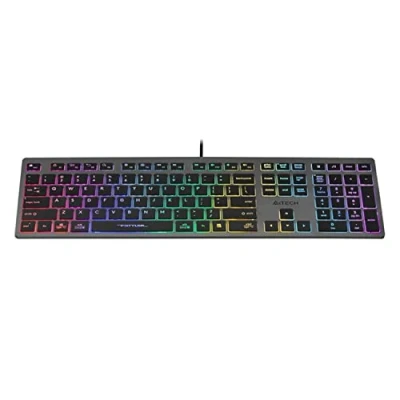 Image de A4tech FX60H Clavier de Jeu QWERTY 12 Touches Navigation multimédia 2X Ports USB Plug &amp; Play Connexion Câblé 1,5 m Longueur câble (rétroéclairage néon)