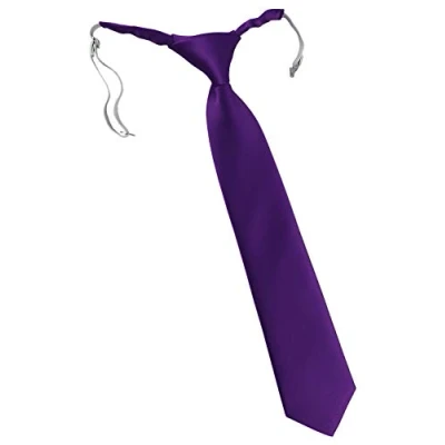 Image de TigerTie Designer Security Cravate de sécurité, en couleur unie, pré nouée avec élastique, violet, Taille Unique