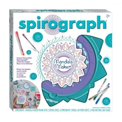 Image de Silverlit SPIROGRAPH Créateur de Mandalas Loisirs créatifs Set d&#039;activités contient : un cadre, 2 pochoirs, 6 petites roues crantées, 5 stylos et 40 feuilles A4 A partir 8 ans