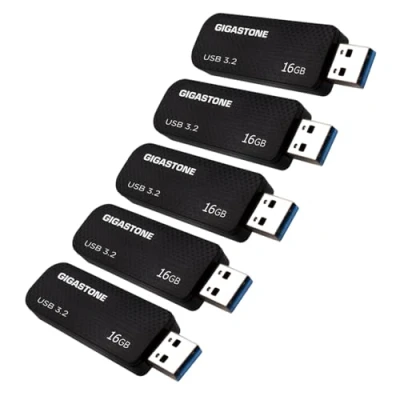 Image de Gigastone Lot de 5 Clé USB 16 Go, Z30 Série avec Haute Vitesse, Performance Fiable, 3.0 Rétractable pour PC Ordinateur Mac, Flash Drive Stockage Mémoire Imperméable et Robuste sans Capuchon Noir