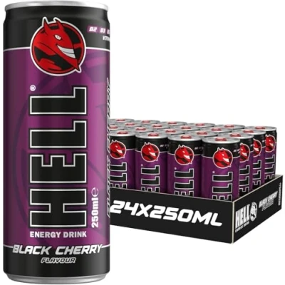 Image de A.I. Energy Drink 32 mg/100 ml Caféine Vitamines B3, B5, B6, B12 Sans Conservateurs Emballage Écologique 24 x 250ml Compatible avec HELL (250ML, Black Cherry)