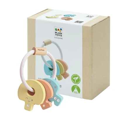 Image de Plan toys hochet en bois avec clés pastel