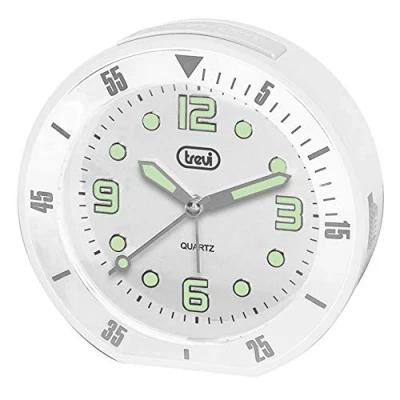 Image de Trevi SL 3091 R Montre à Quartz avec réveil et Grand Cadran Chiffres en Relief, Bouton Snooze/lumière, Sonnerie électronique, Mouvement Silencieux Balayage, Blanc