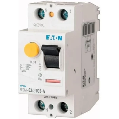 Image de EATON 264280 PFGM 40/2/003 INTERRUPTEUR DIFFERENTIEL Blanc MANETTE NOIRE 2 POLES / 40 A 30 MA TYPE AC Raccordement à vis
