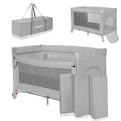 Image de Lit parapluie 3en1 LIONELO Ellen cododo Parc bébé Matelas haute densité 2 x Roulettes 0 36 mois Gris