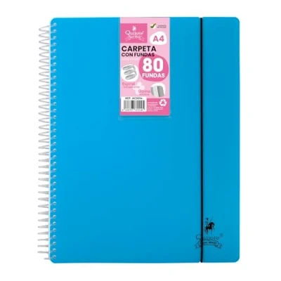 Image de FLEXIBLE SPIRAL CLASSEUR STARPLAST Organisateurs, avec 80 pochettes, transparent uni, A4, couvercle en plastique résistant. Bureau, école, usage personnel couleur BLEU.