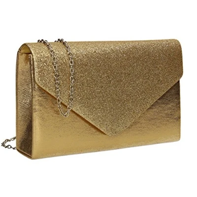 Image de SwankySwans Femme Kelly Paillettes enveloppe Pochette de soirée fête Bal Sac d&#039;embrayage or Doré,