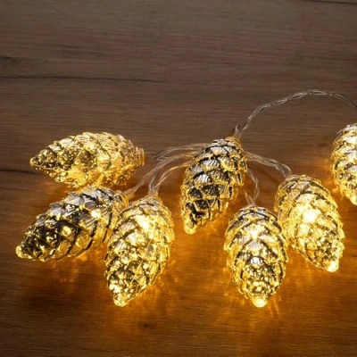 Image de Ideen mit Herz Guirlande lumineuse LED, pommes de pin, argentée, 10 blanc chaud, éclairage Noël, l&#039;Avent, 1,20 m long, minuterie