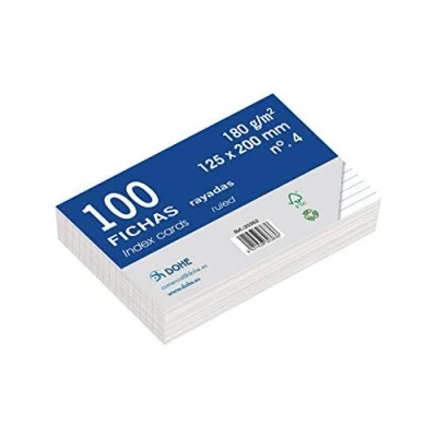 Image de DOHE Fiches cartonnées offset blanches de 180 g, lignées nº 4 125 x 200 mm