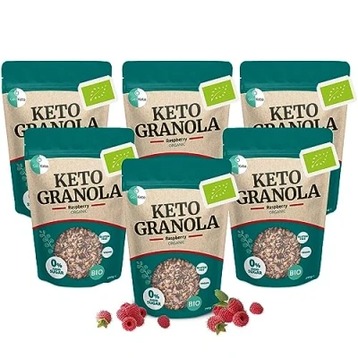 Image de Go Keto BIO Granola Raspberry 6x 290g Muesli pour un délicieux petit déjeuner Keto, avec chips de noix coco, noix, graines tournesol &amp; pépins courge, végétalien, sans gluten