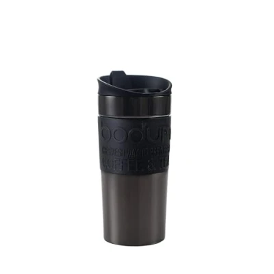 Image de BODUM 11068 380S TRAVEL MUG Tasse de voyage sous vide, 0,35 l, couvercle rabattable, en bronze à canon, étanche, lot 1, Gris Métallisé