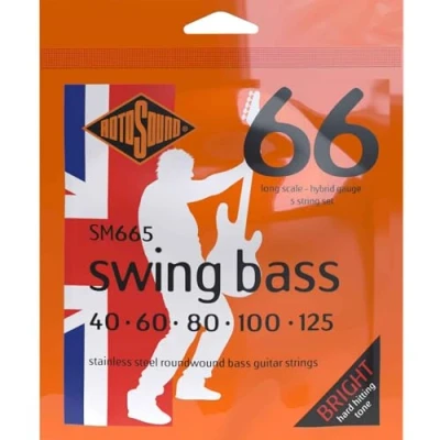 Image de Rotosound Swing Bass Jeu de 5 cordes pour basse Nickel Filet rond Tirant hybrid (40 60 80 100 125) (Import Royaume Uni)