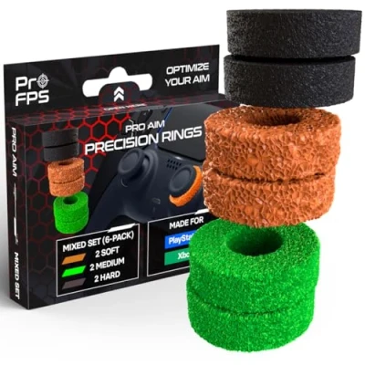 Image de ProFPS Anneaux de Précision 6x pour Manette PS5 / PS4, Joystick Xbox Doux, Moyen, Ferme Accessoire PS5, PlayStation 5, PS4 Confort et Contrôle Optimisés (Mixte)