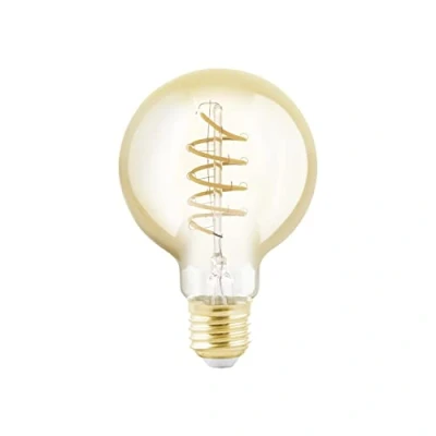 Image de Eglo Lampe LED E27 dimmable, filament vintage spirale, ampoule Edison, globe éclairage rétro, 4 watts (correspond à 25 watts), 245 lumens, blanc chaud, ambré, 2200 Kelvin, G80, Ø 8 cm