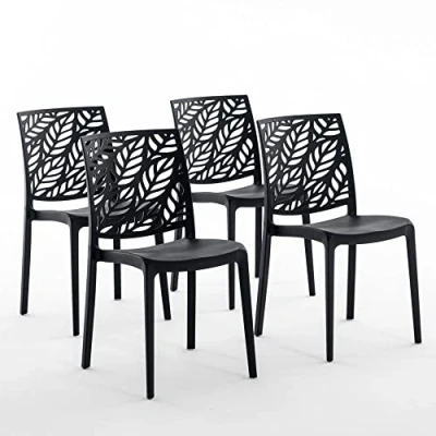 Image de RATTATAN Dafne Chaises en résine renforcée de Fibre Verre, empilables, Usage intérieur et extérieur (4, Anthracite)