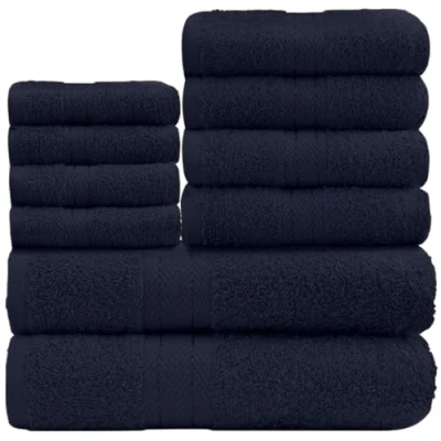 Image de GC GAVENO CAVAILIA Lot de 10 Serviettes Bain Douces qualité supérieure absorbantes 4 pour Le Visage, Les Mains, 2 Bain, 450 g/m², lavables